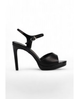 01713 Women Platforms Slingback Strap High Heels in Black